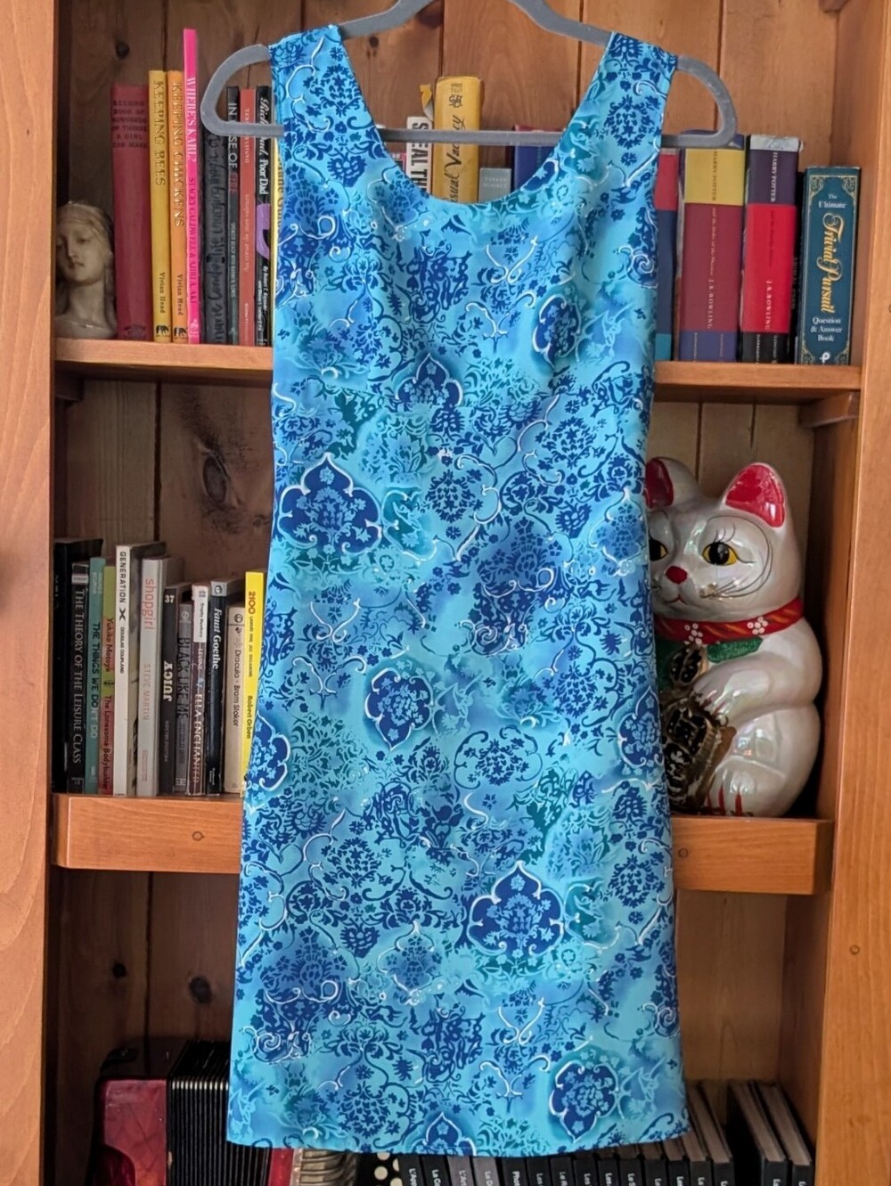 90's Vintage Blue Patterned Dress